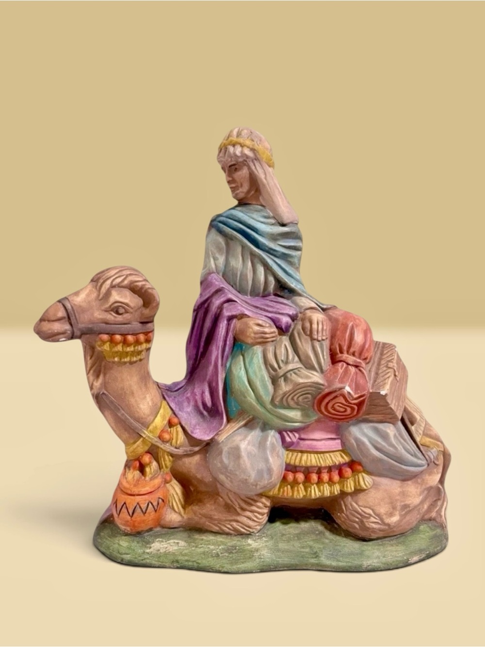 Vintage/Retro Nativity Scene Camel Wise Man on Camel Figure Mold Chalkware 10x9”
